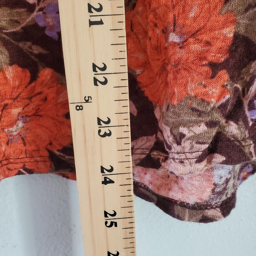 Haute Hippie Shirt Womens Large Brown Red Floral Linen Lightweight Boho Top - Picture 3 of 7